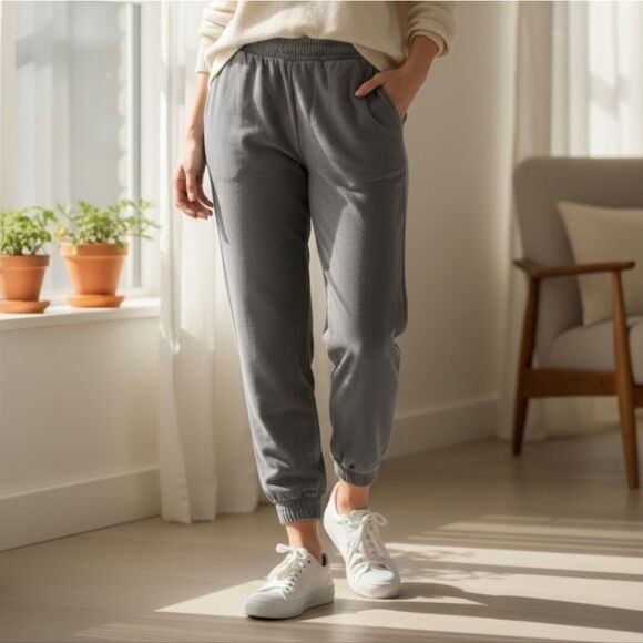 AnyBody Pants - Anybody Joggers Womens L Satin Pull on Pockets Gray